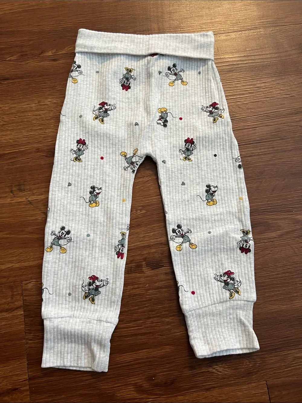 Disney Kids White Mickey & Minnie Ribbed 2 piece set